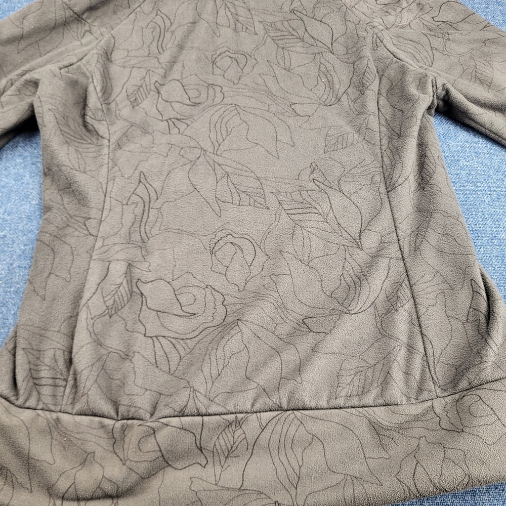 The North Face Womens Gray Floral Etched Quarter Zip Fleece Hoodie Size Medium - Picture 10 of 11